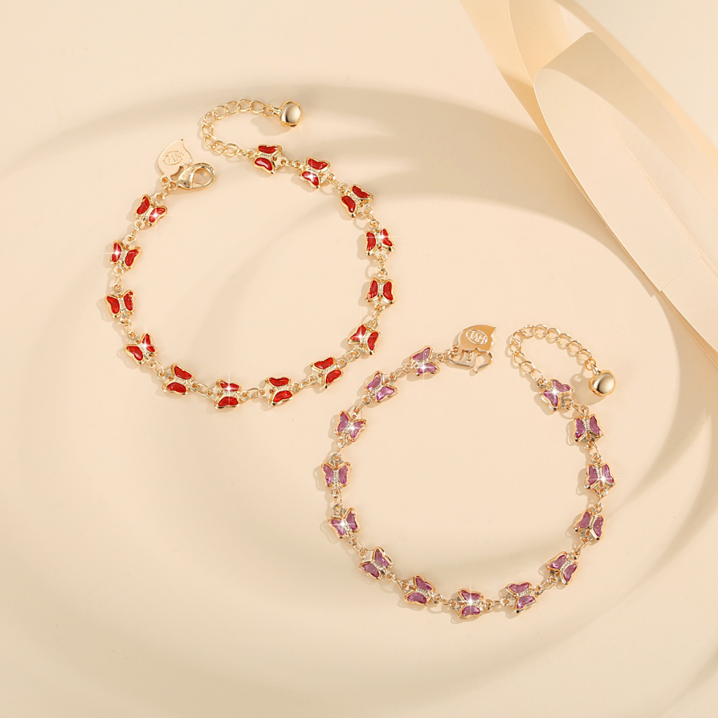 Y142 [COD✔] Gelang Dekorasi Kupu-kupu Mewah Wanita Gelang Rantai Titanium Anti Luntur Bisa Disesuaikan