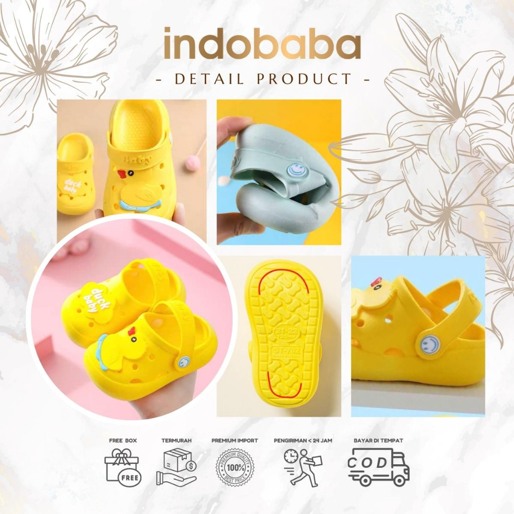 indobaba Sandal Anak Import Slop Anak EVA Baby Shark Dino Baby Chick Laki laki Perempuan Import S102