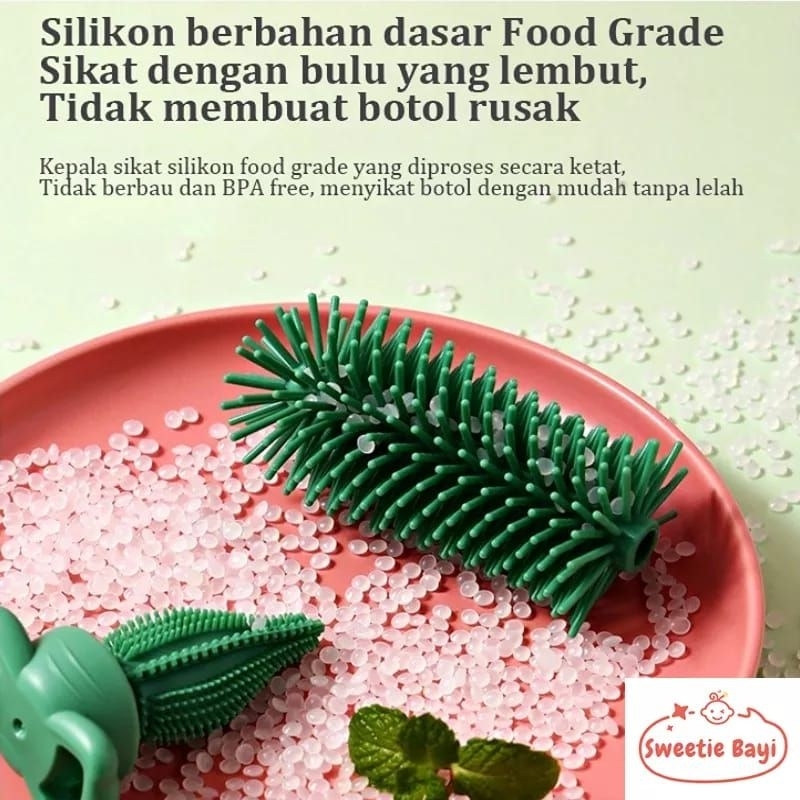 Sikat Botol Susu Bayi 3in1Bahan Silikon Pembersih Dot Anak