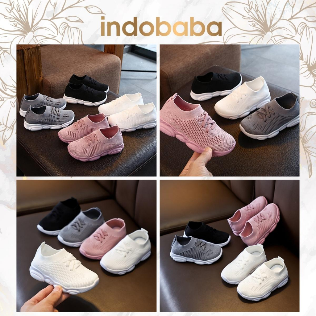 indobaba Sepatu Anak Perempuan Laki Laki Loafers Import Sekolah 1-6 Tahun Bahan Canvas S120