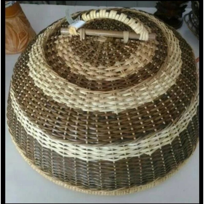 tudung saji rotan bulat besar 65cm / tutup saji makanan / tudung saji bulat