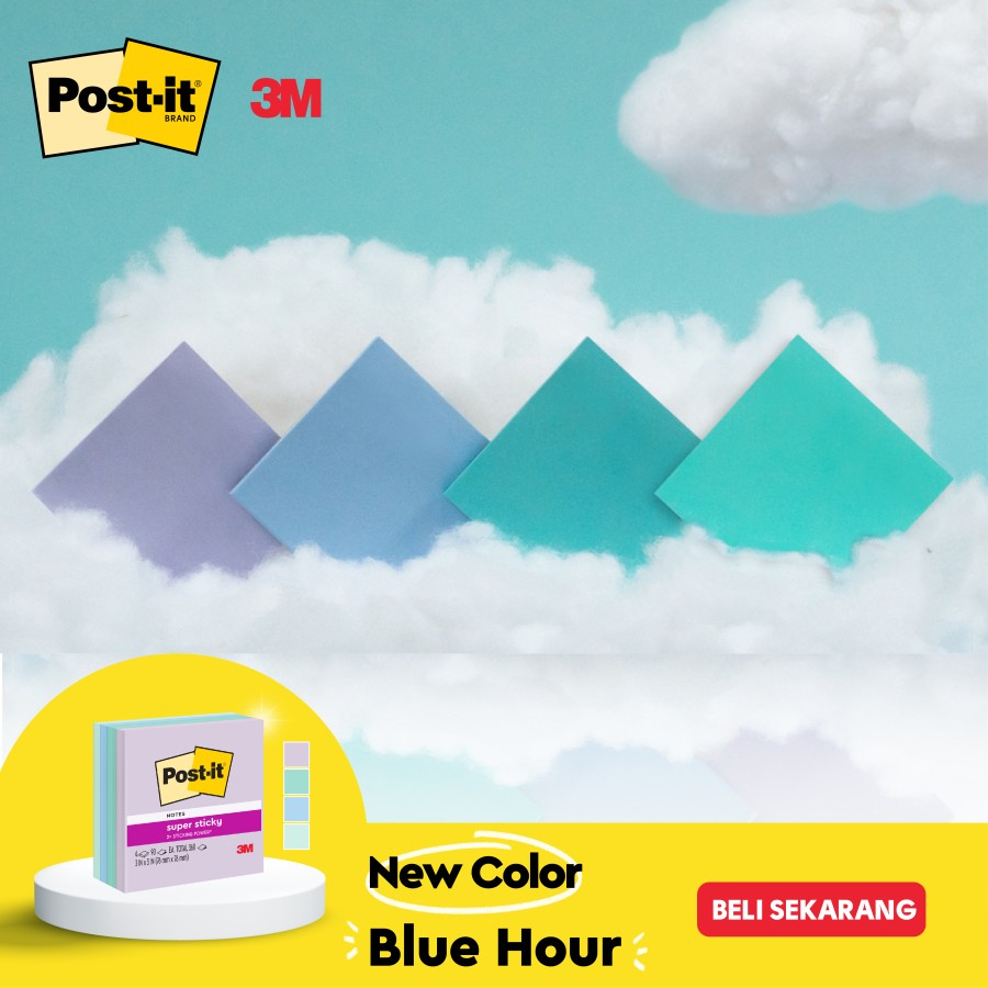 Ktmstore 3M Post it Sticky Notes Blue Hour 654-SS BLU HR 4 Pad 3x3&quot; memo 450lbr