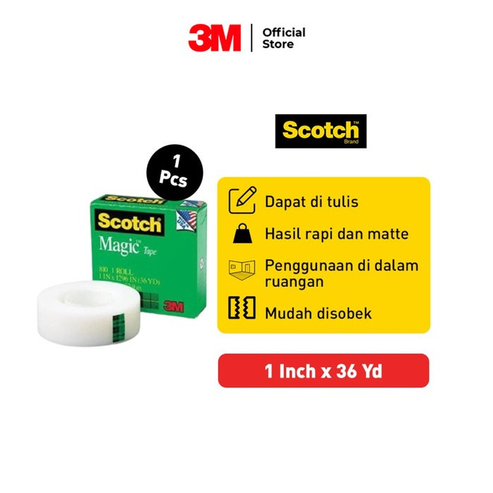 

Tchome Scotch 3M Magic Tape Serbaguna Daya Rekat Kuat 1 in x 36Y 810-L36