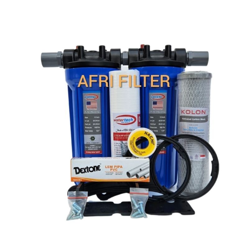 Paket EUGEN  2 Saringan / Filter Air Siap Pakai (Blue 10&quot; drat 3/4&quot; SC)