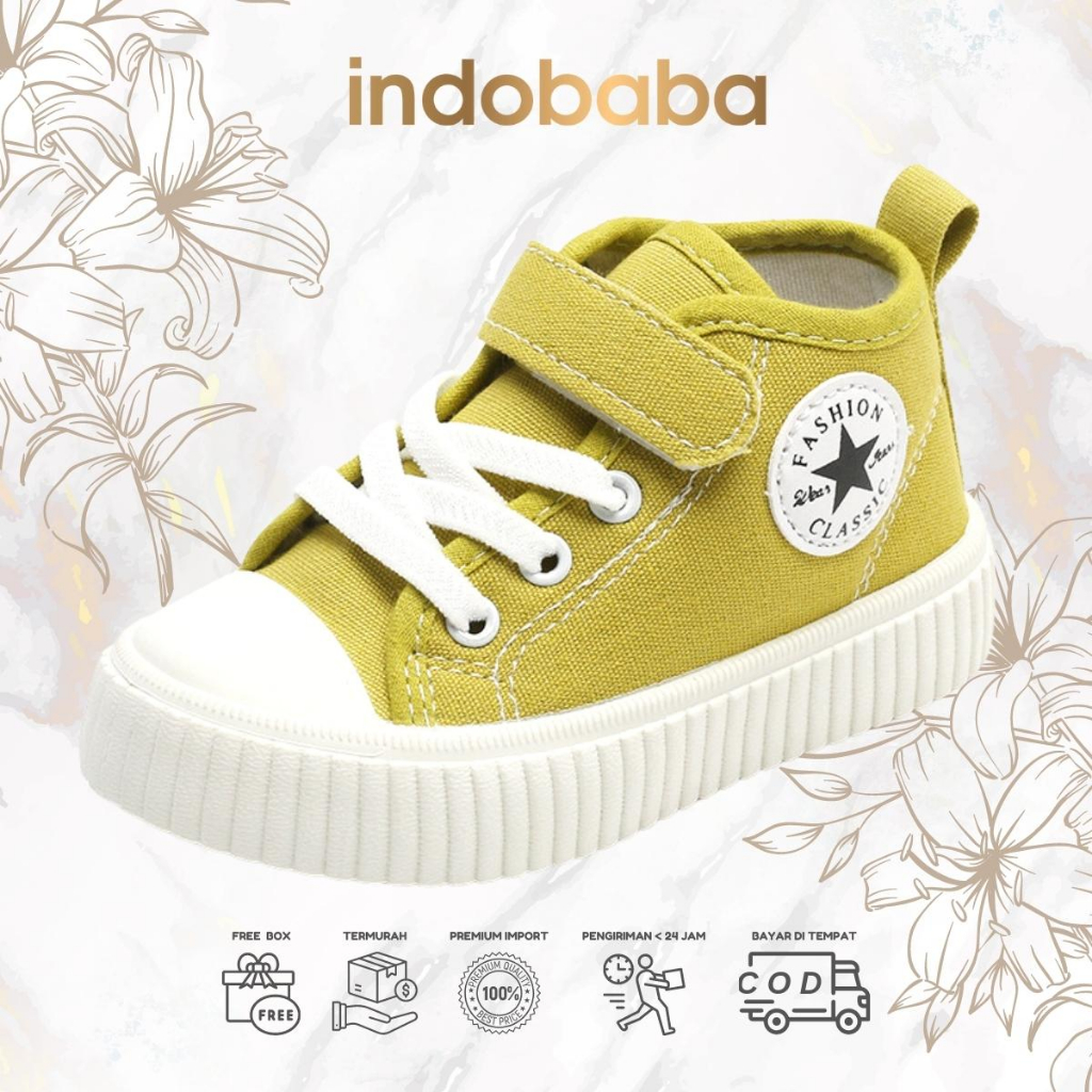 indobaba Sepatu Anak Perempuan Sneakers Anak Import Fashion Canvas 1-5 Tahun S146