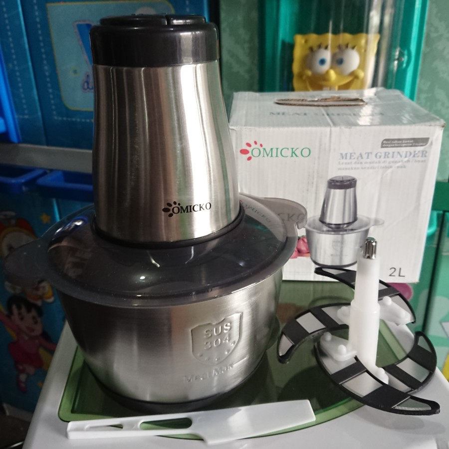 Chopper Chopr Blender Daging Omicko Stainless 2L 2 Liter Penggiling Daging Multifungsi Meat Grinder