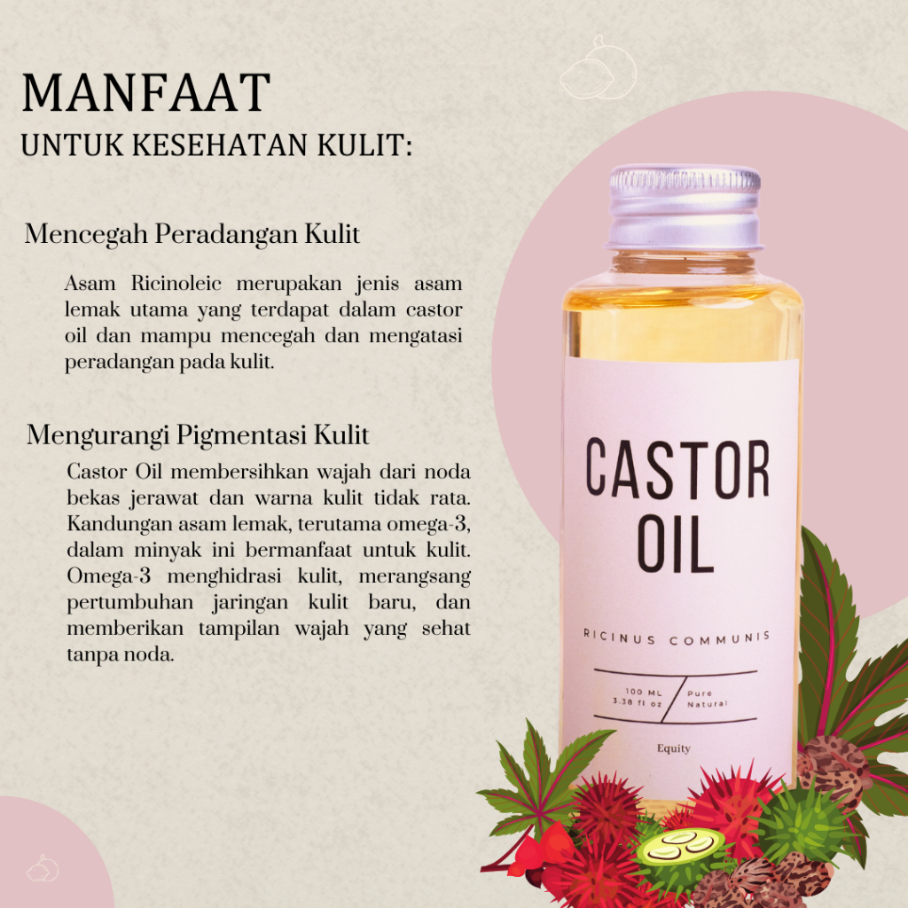 Castor Oil - Minyak Jarak 60 dan 100 ml - Serum Perawatan Rambut, Wajah dan Kulit 100% Murni