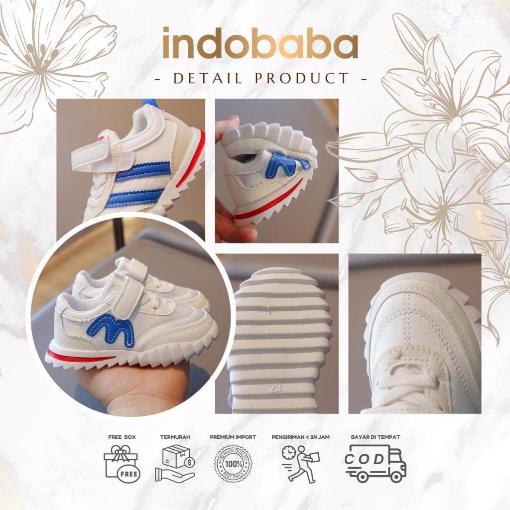 indobaba Sepatu Anak Perempuan Sneakers Anak Import Fashion Casual Sintetis1-5 Tahun S165