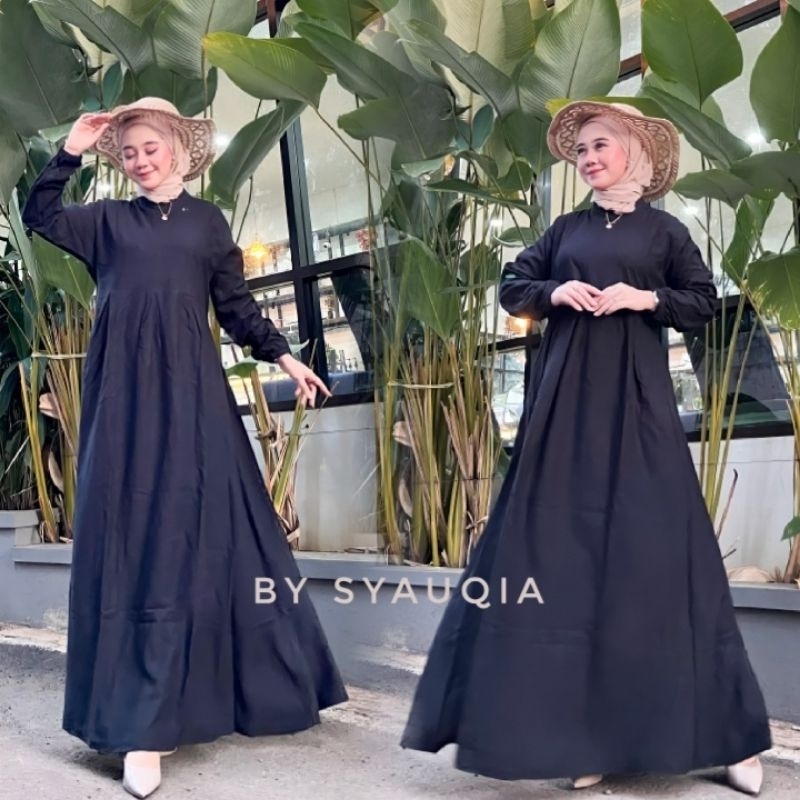 syauqia - Gamis twill polos 100% ori pekalongan gamis twill basic