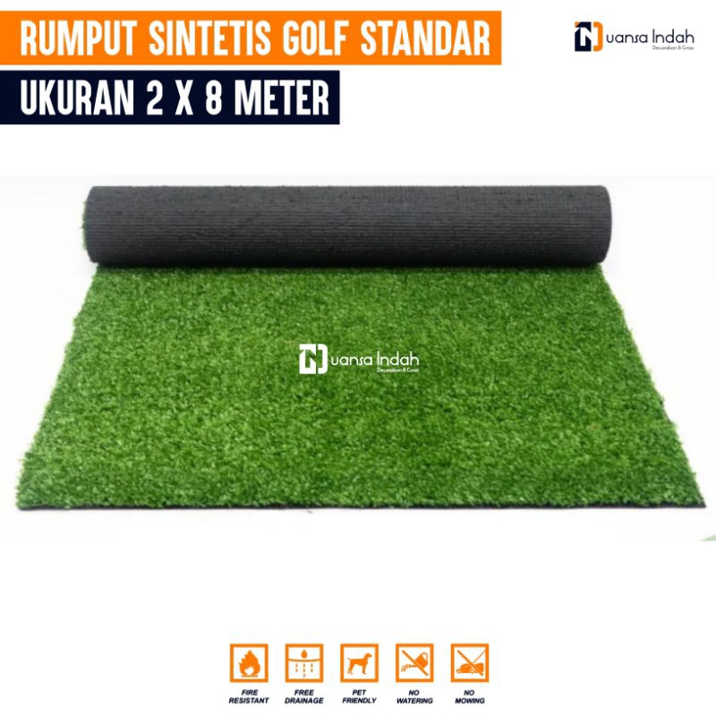 RUMPUT SINTETIS GOLF STANDAR UKURAN 2x8 METER