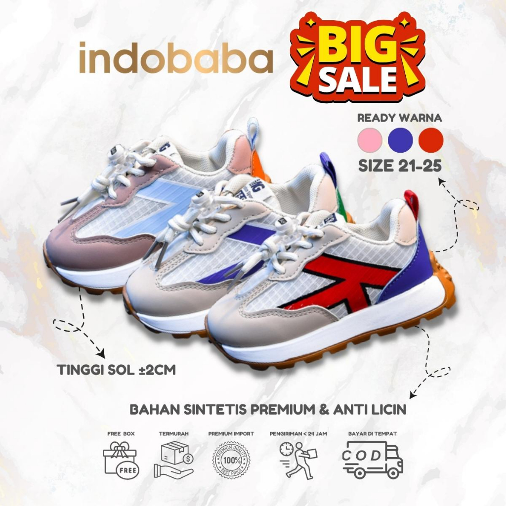 indobaba Sepatu Anak Perempuan Import Sneaker Anak Laki laki Import Usia 1-5 Tahun S179