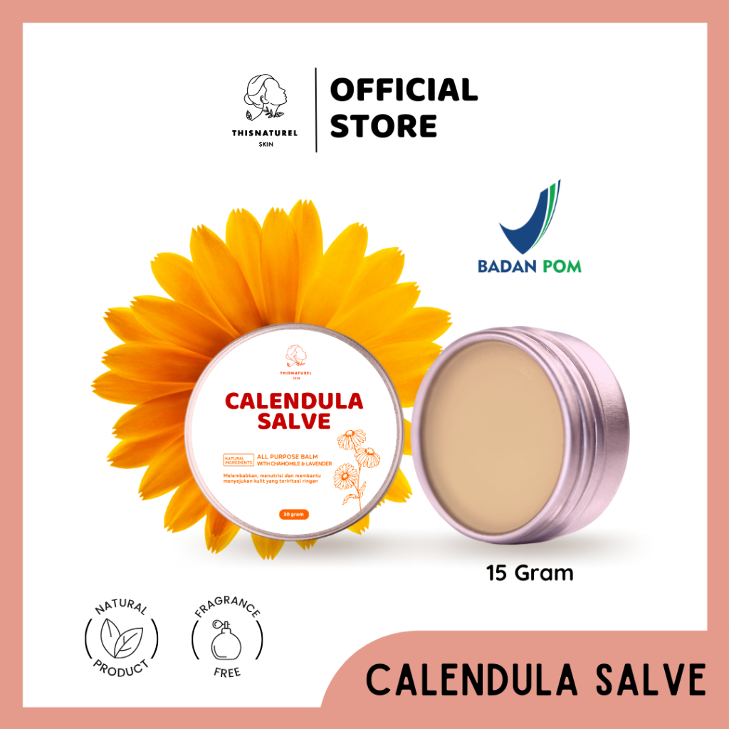 Calendula Healing Salve 15 gram - All Purpose Balm - 100% Pure Natural Herbal - Eksim gatal luka eczema dry skin ruam