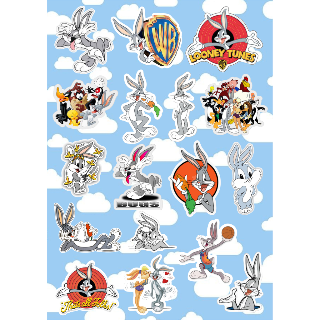 

Sticker Gambar BUGS BUNNY Stiker Vinyl Laminasi Glossy KISS Cut / DIE Cut