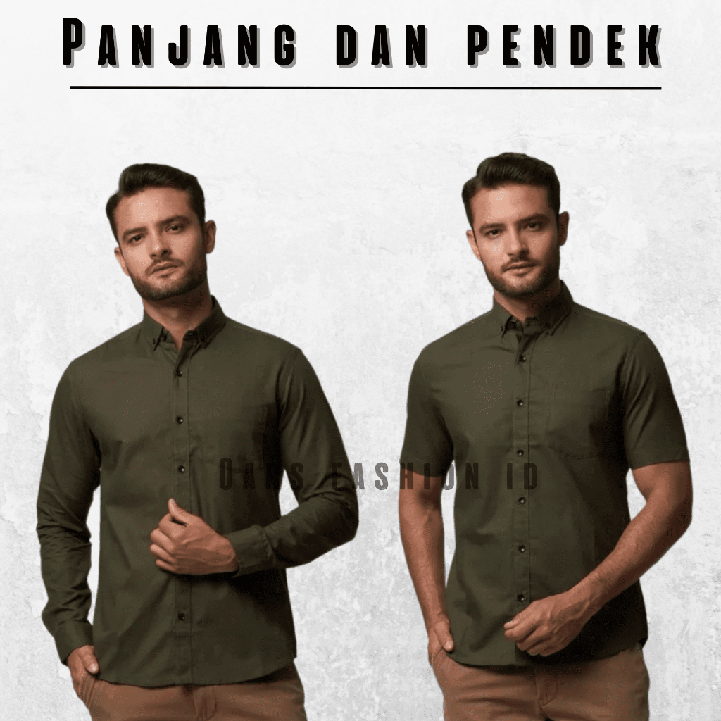 kemeja hijau army armi hijau tua polos pria lengan panjang dan pendek - hem pria polos pendek - hem pria polos panjang - kemeja polos hijau army - kemeja murah jumbo slimfit