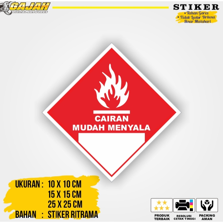 

Stiker Simbol Label K3 Limbah B3 Hazmat Cairan Mudah Menyala