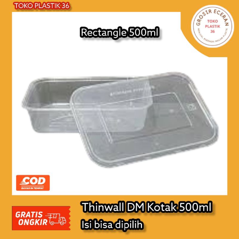 Thinwall DM Container 500ml Kotak Rectangle isi @5pcs @10pcs - TokoPlastik36