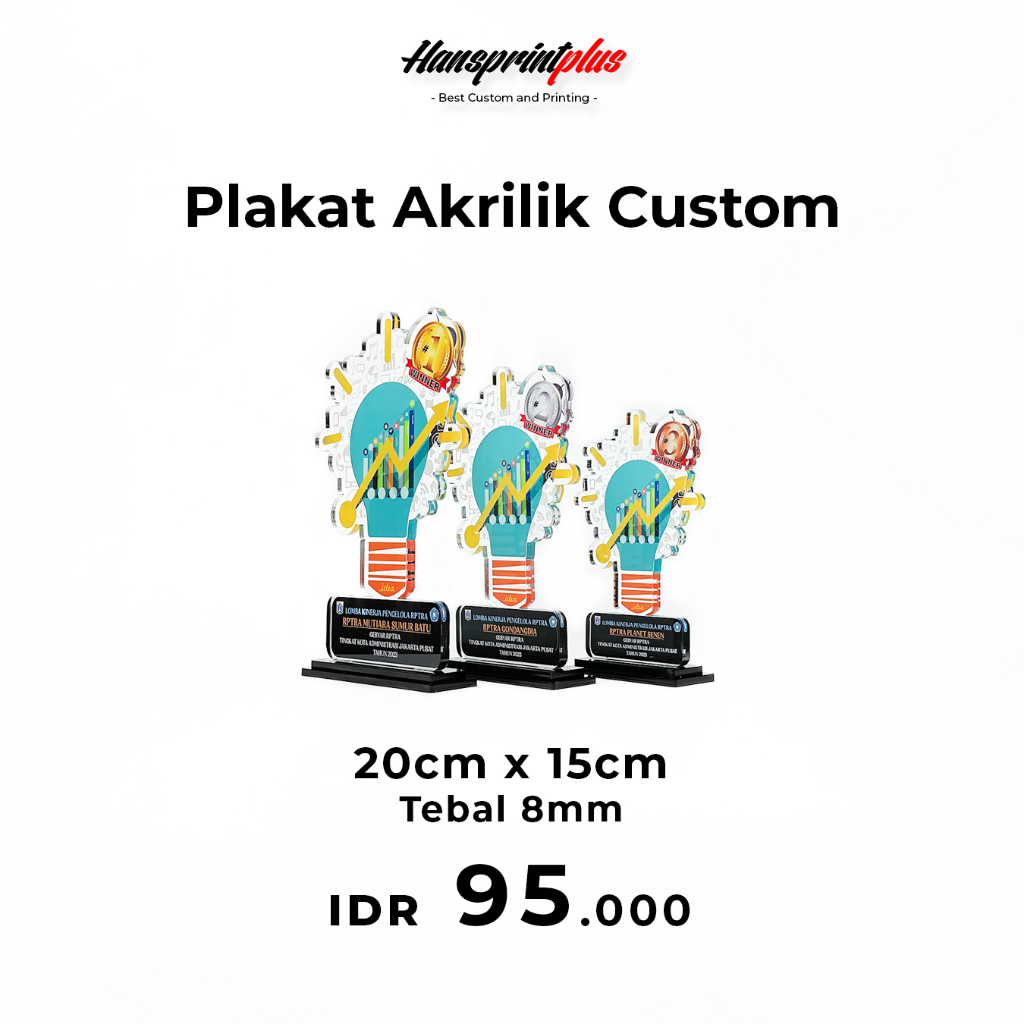 plakat/plakat akrilik/plakat wisuda/Trophy/plakat murah/piagam penghargaan/plakat custome 20x15 8mm