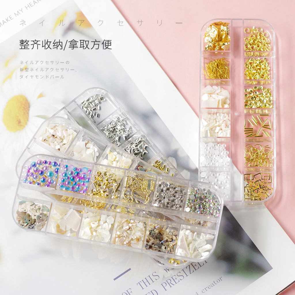 Aksesoris Hiasan Nail Art Kuku Palsu Manik-Manik Sequins Pearl Mix Silver Gold / Nail Art Accessories/Nail Art DIY /Nail Decor