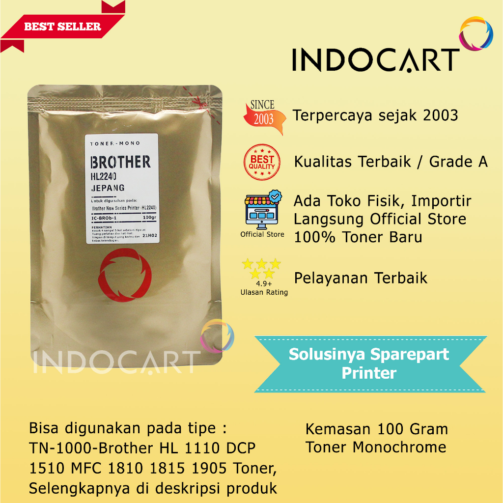 Serbuk Toner Jepang-TN-1000 1080 2306-Brother HL 1110 1211 L2540-100g