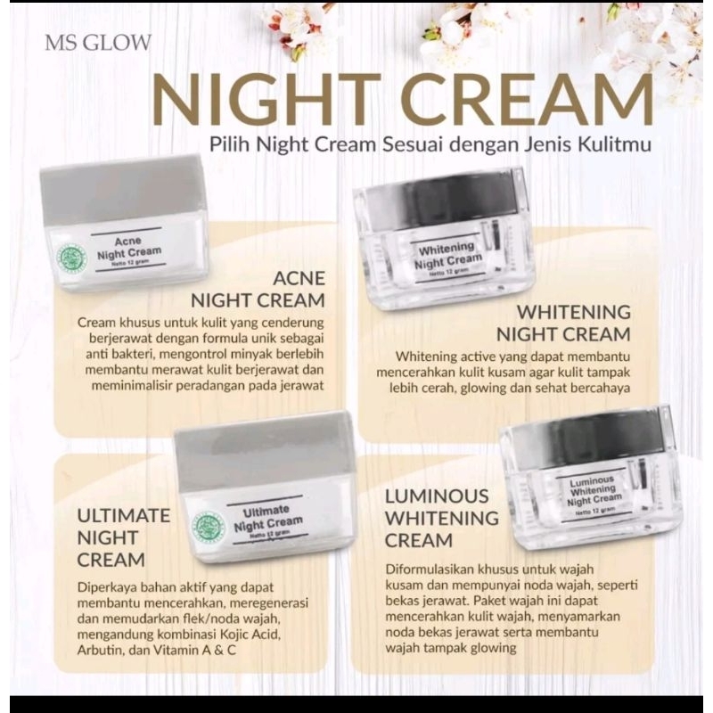MS glow Night Cream BPOM 100% ORIGINAL / MS glow Day Cream