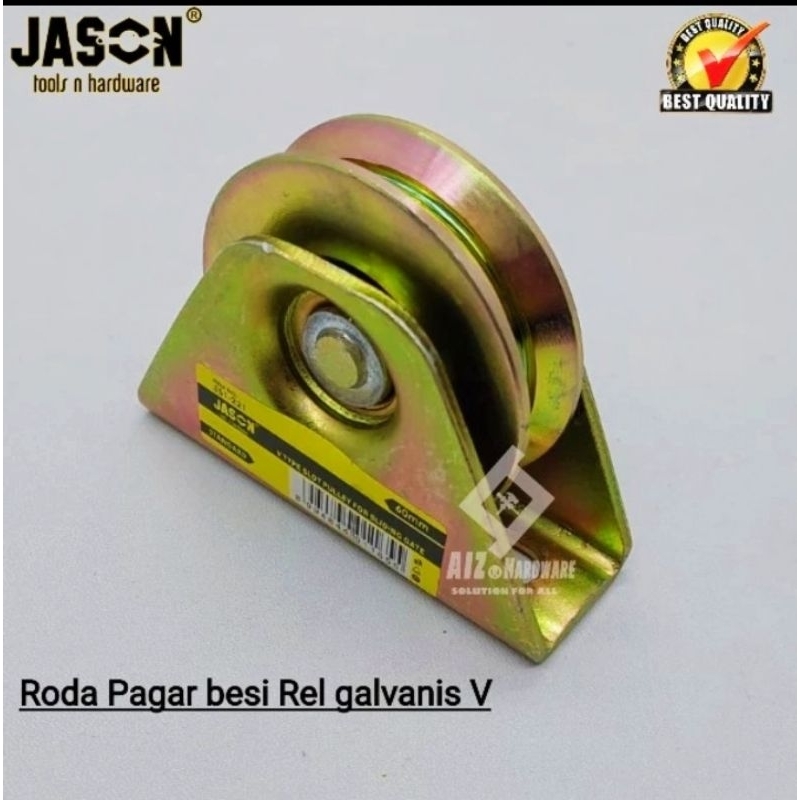 Roda Pagar besi Rel galvanis gate wheel model V JASON
