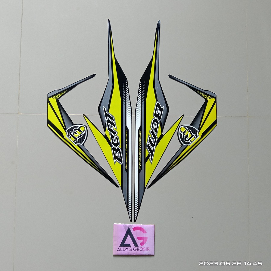 (COD) stiker motor Honda Beat cbs tahun 2019 full hitam kuning
