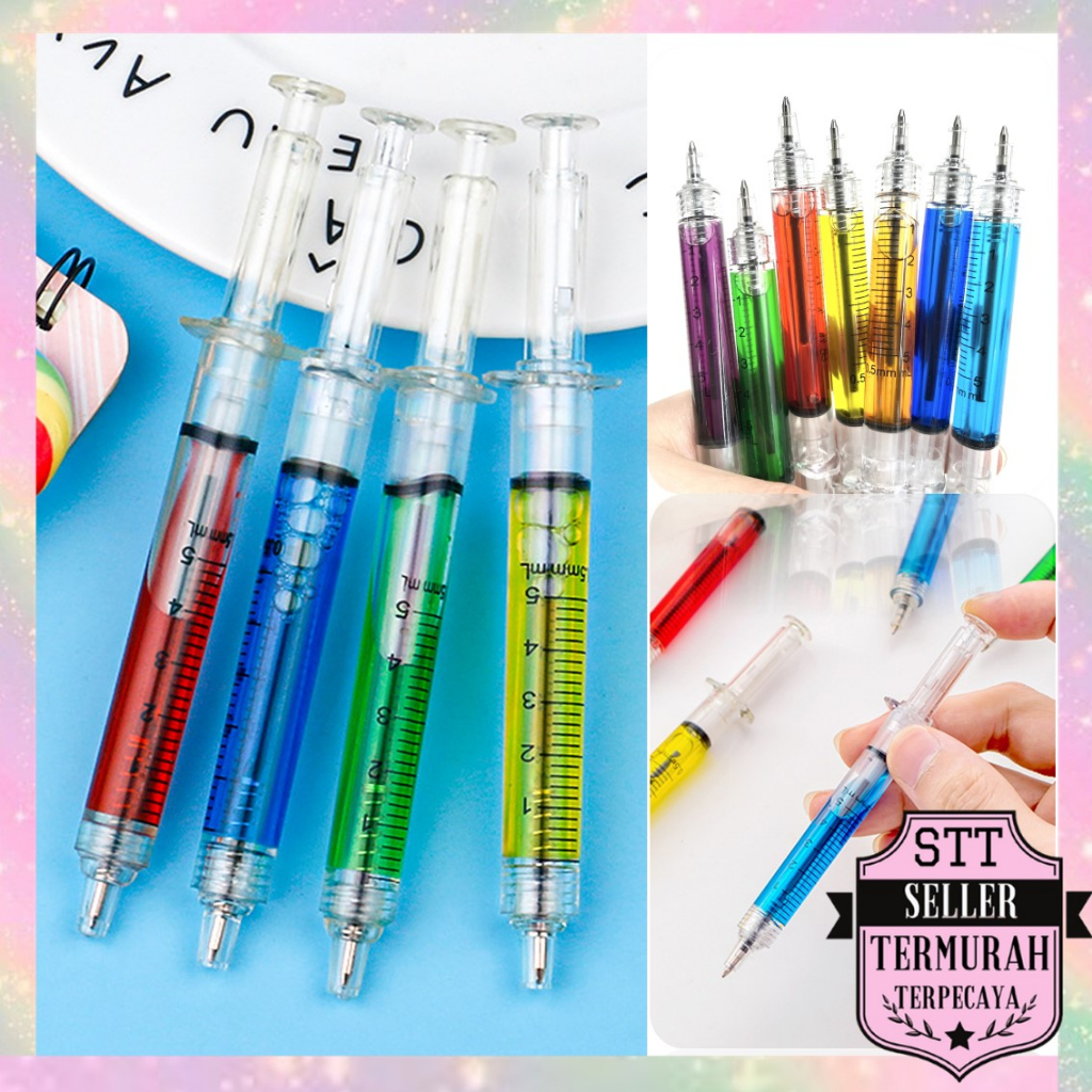 

STT Pulpen Jarum Suntik Lucu Korean Syringe Ballpoint Pen Souvenir Aesthetic Fancy Pena Alat Tulis Anak Sekolah Murah