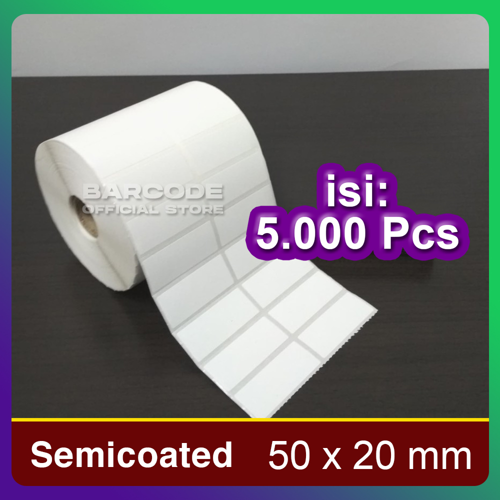 

Label Stiker Semicoat 50x20mm / 50 x 20 / 50x20 mm 2 Line (1 Slop)
