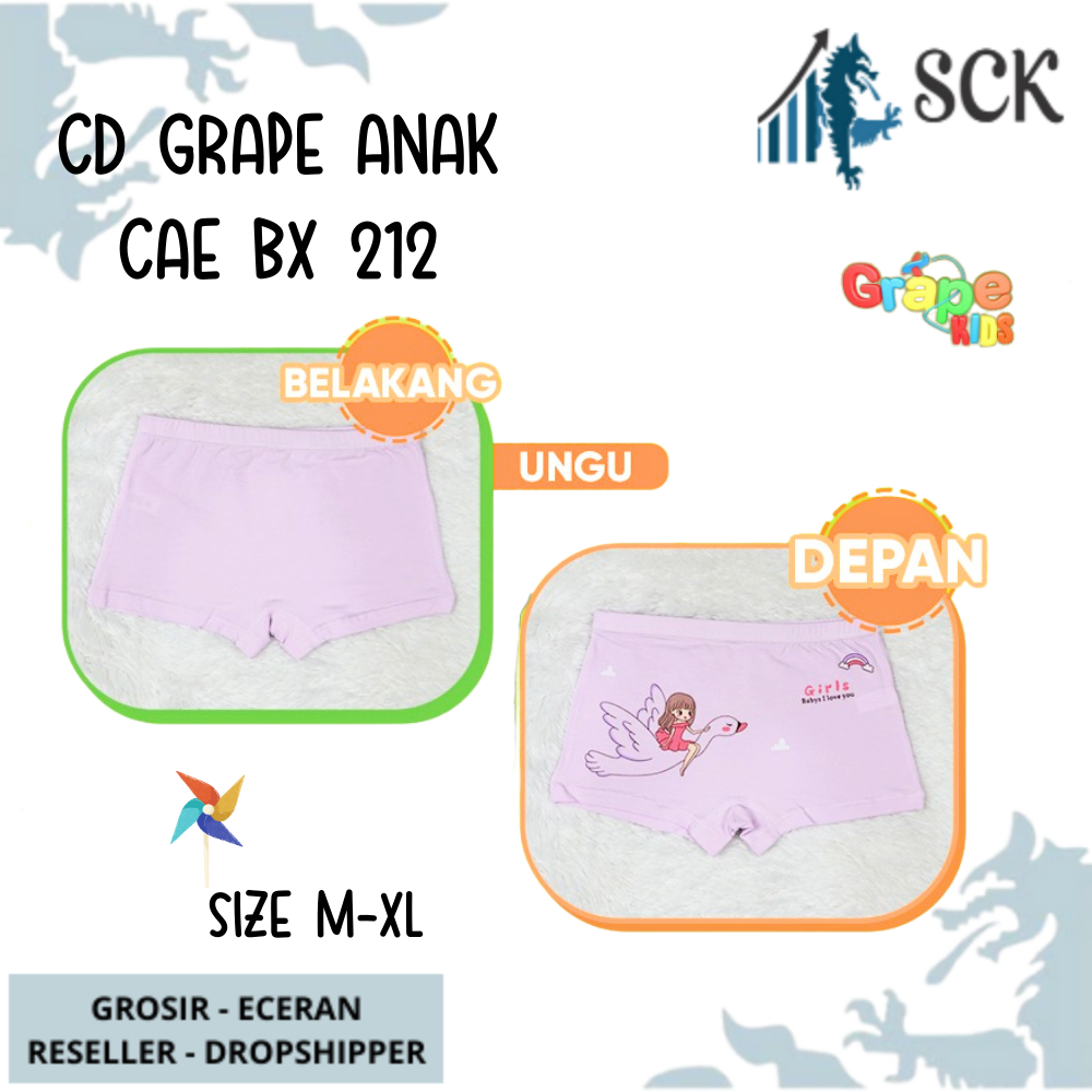 [ISI 3] CD GRAPE Anak 212 Motif Bunga Dasar Putih size M-XL / CD Perempuan Anak Perempuan Katun