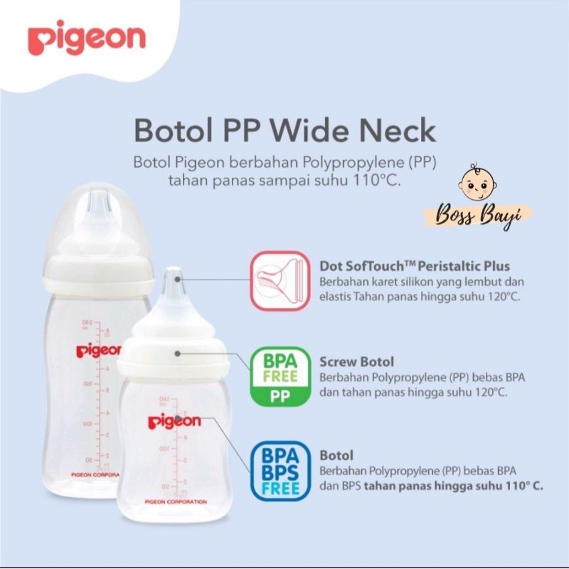 PIGEON Botol Dot Bayi Soft Touch Peristaltic Plus Wide Neck