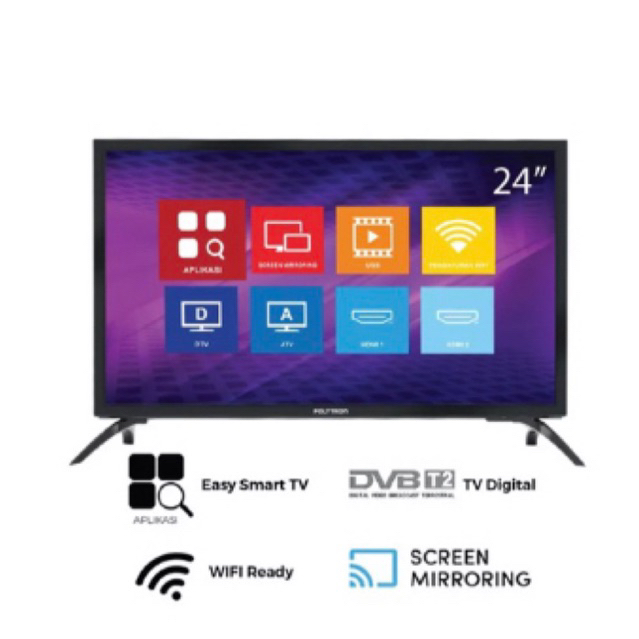 TV LED POLYTRON 24 inch smart tv PLD24MV1859 PLD 24MV1859 YouTube digital tv garansi resmi 5 tahun