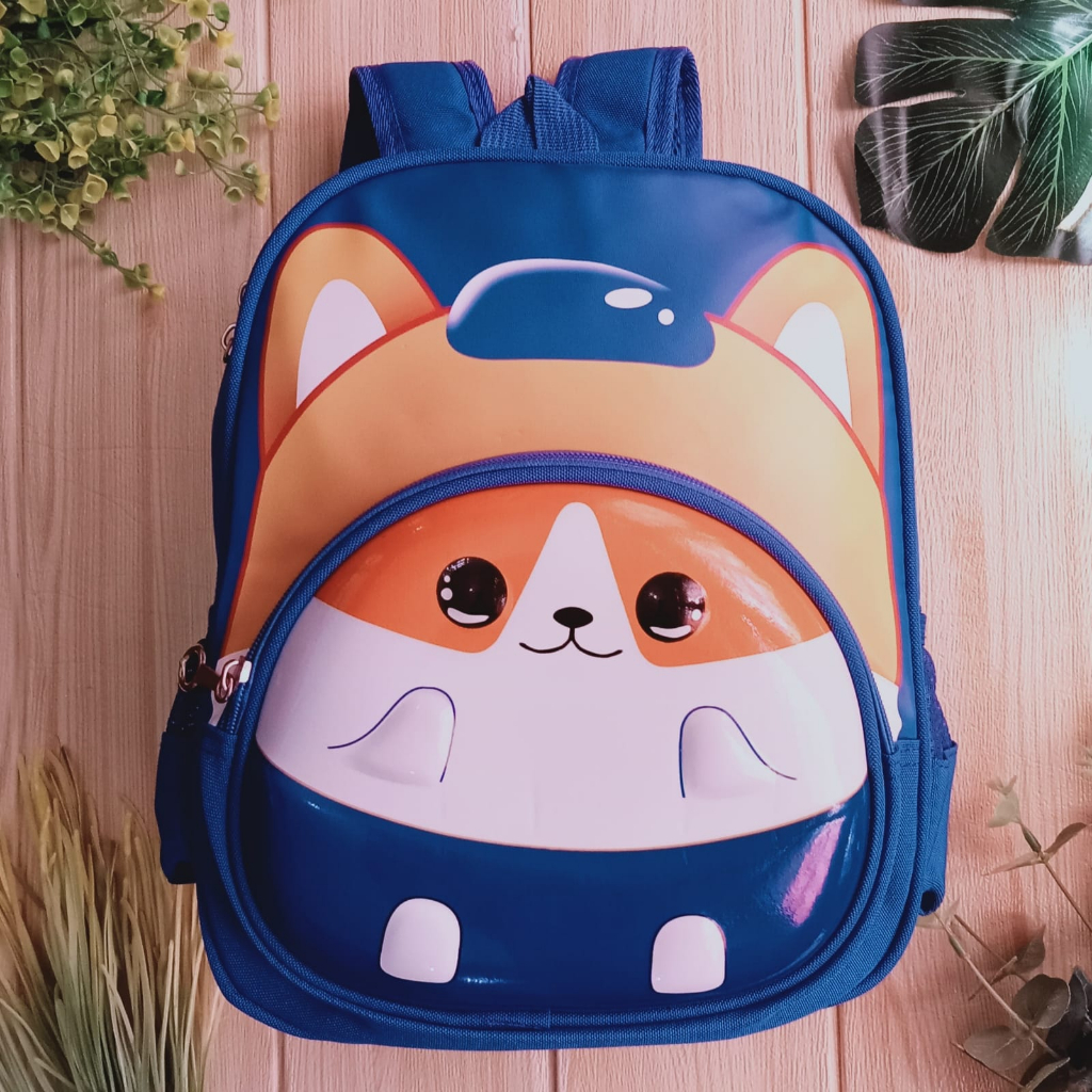 Tas Ransel Sekolah Anak PG TK PAUD Motif Karakter Hewan Timbul 3D Premium Lucu Keren Import