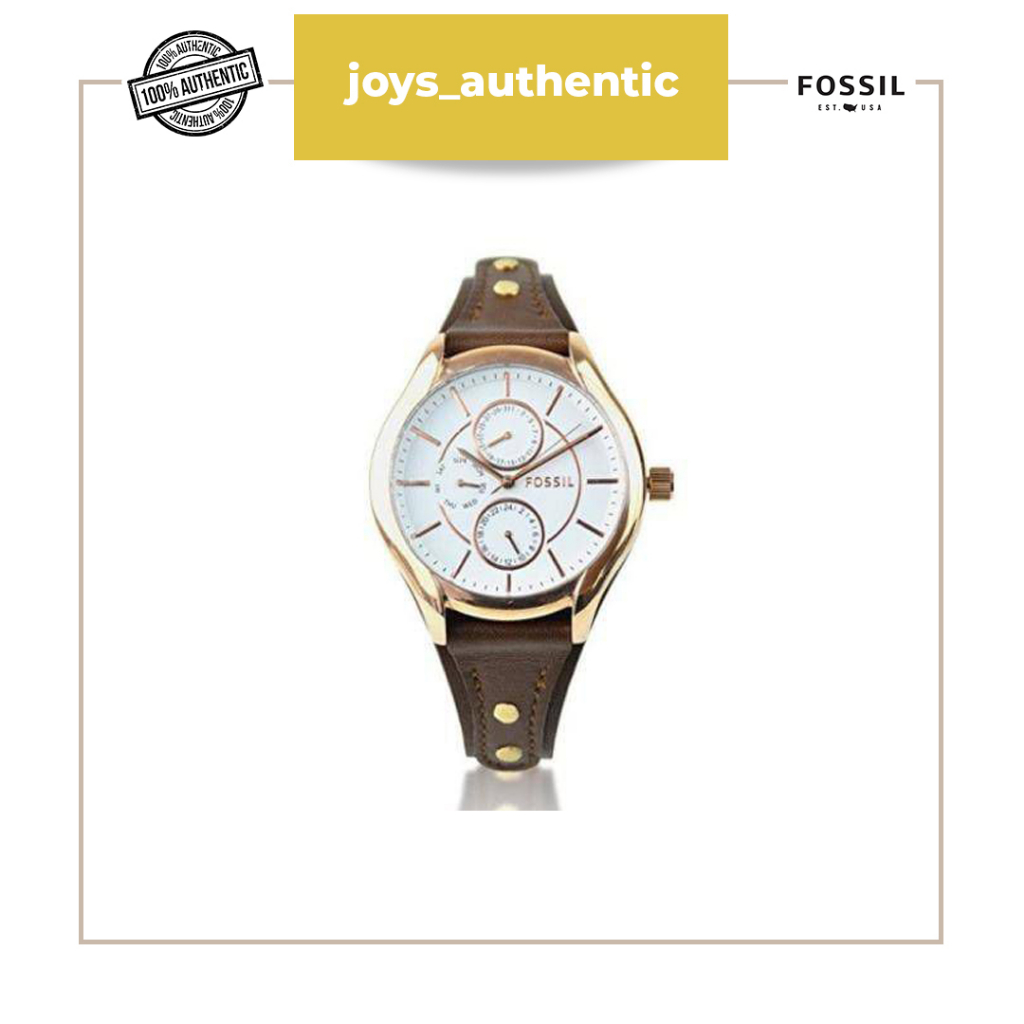 Jam tangan wanita Fossil BQ3065 Ladies watch rosegold brown woman watch authentic original