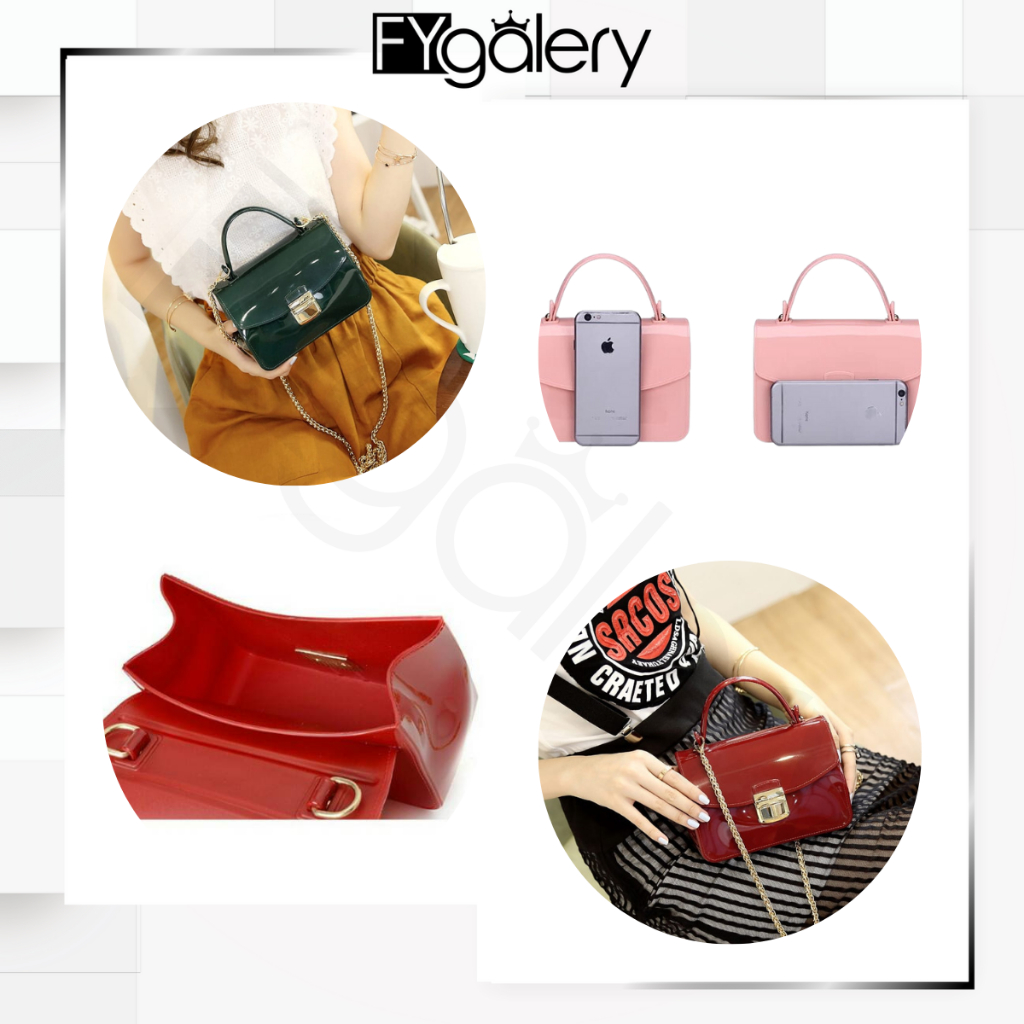 FYGALERY FYG1014 Tas Slingbag Wanita Jelly Polos Woman Handbag Glossy Fashion Murah