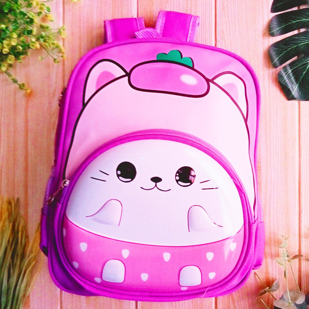 Mikusoo Tas Ransel Sekolah Anak PG TK PAUD Motif Karakter Hewan Timbul 3D Premium Lucu Keren Import