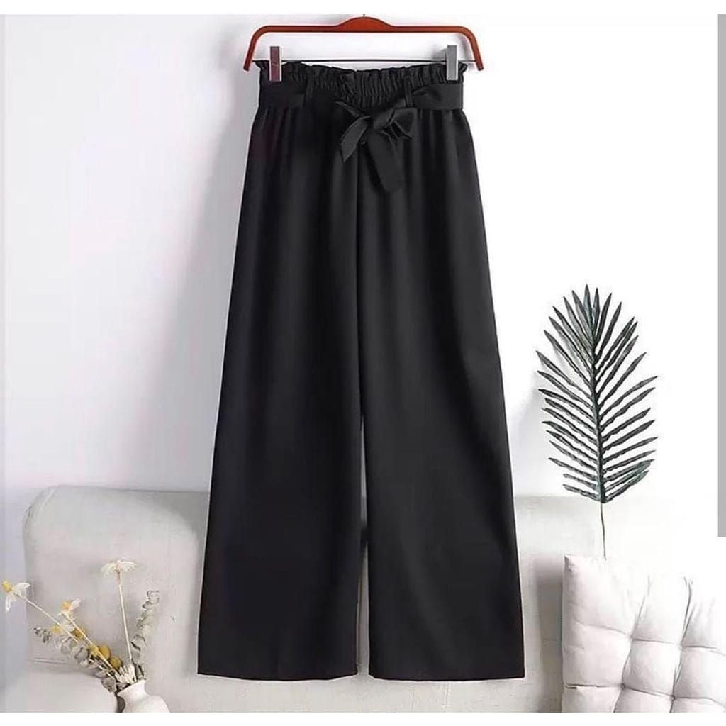 CELANA KULOT PANTS TALI PITA PREMIUM-HITAM