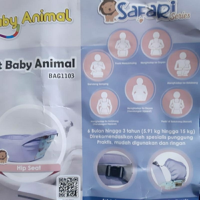 BAG1103 BABY SCOTS ANIMAL HIPSEAT SERI SAFARI