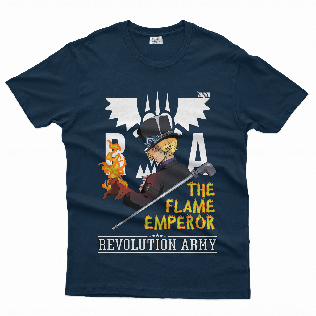 TORIZU Tshirt Sabo The Flame Emperor Navy Anime Manga One Piece Premium Unisex