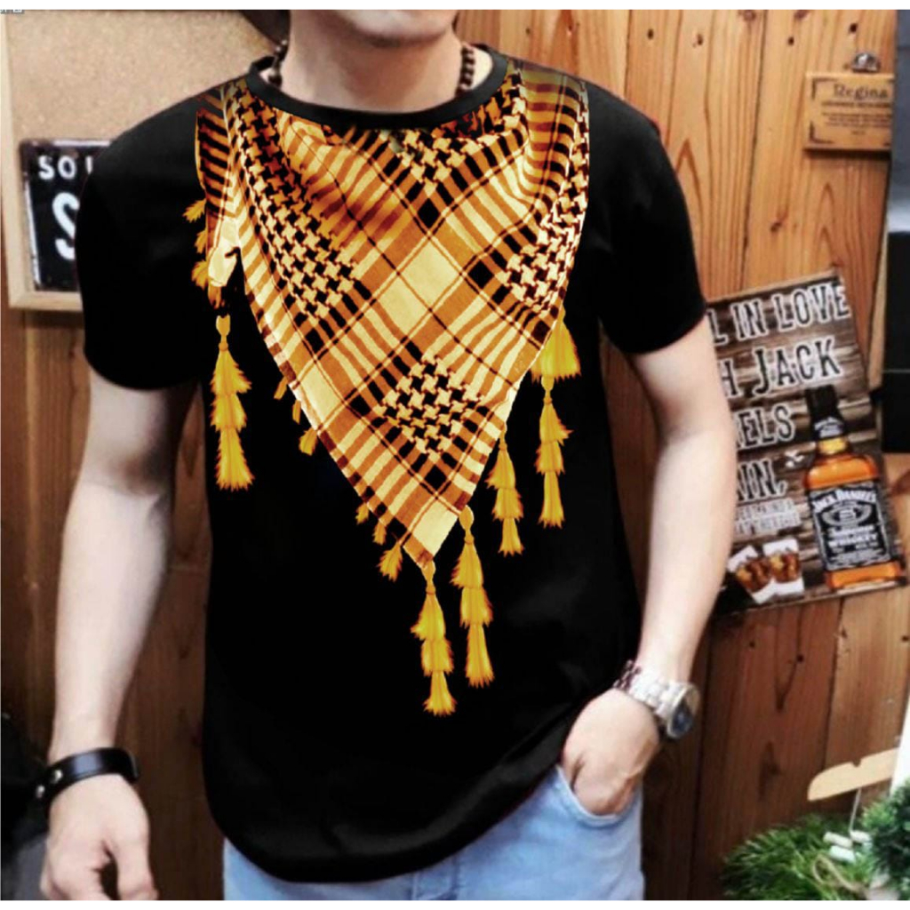 Kaos Distro Pria Lengan Pendek Motif Sorban Cocok untuk jumat'an maupun santai / Shalch Trendy