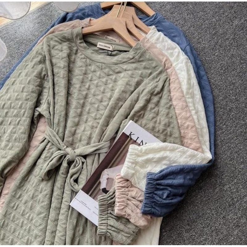 Dress wanita muslimah - Dress outfit kuliah mahasiswi - Midi dress wanita
