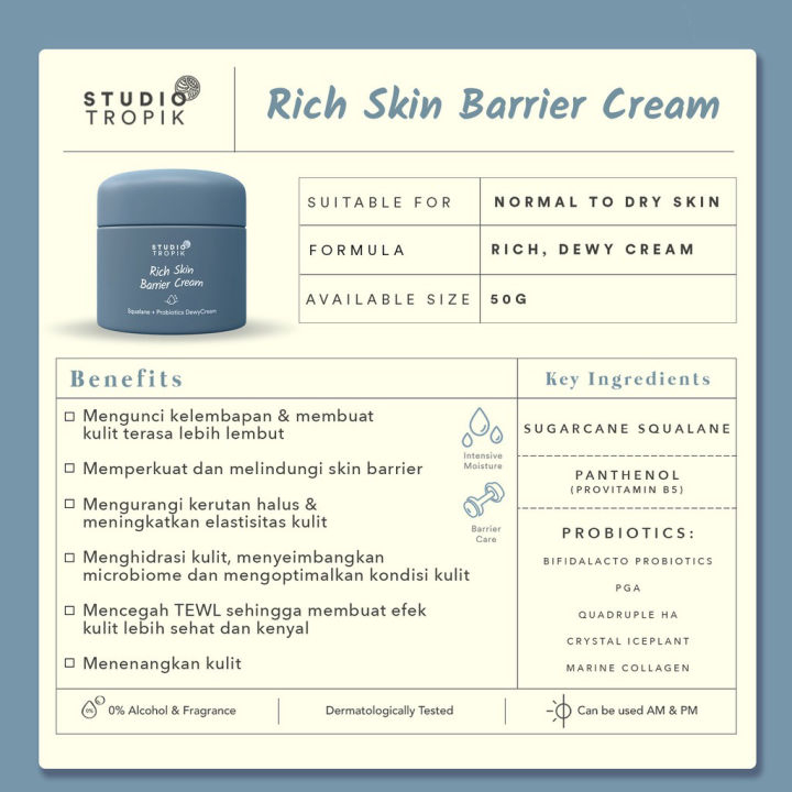 Studio Tropik Barrier Cream Rich Skin | Fresh Skin 50gr