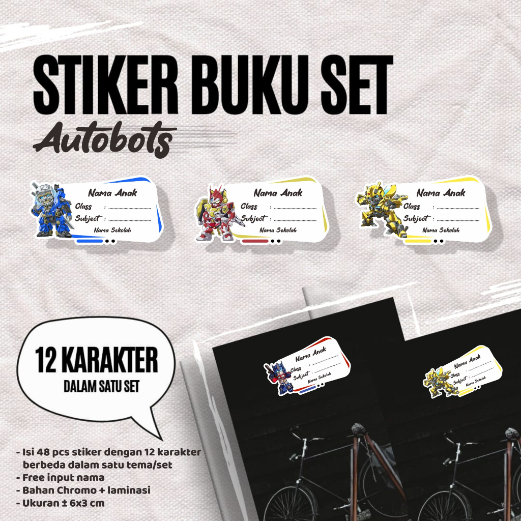 

(48 pcs)cetak stiker buku set murah edisi AUTOBOTS/label buku robot/stiker buku cutting murah/label buku kartun lucu/stiker set 12 character/murah/cutting stiker