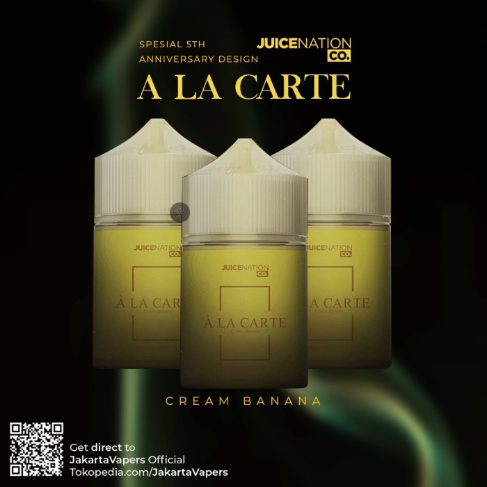 ALA CARTE CREAM BANANA 60ML A LA CARTE BY JUICE NATION ALACARTE