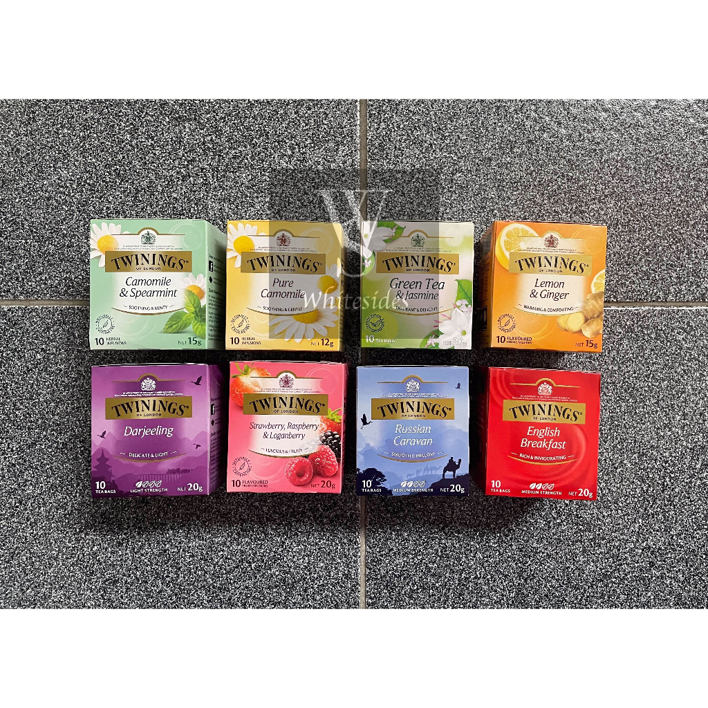 

Twinnings 10 Bags Tea Teh Twinings Australian Afternoon Pure Camomile Spearmint Spiced Apple Honey Vanilla Chai Cranberry & Pomegranate Darjeeling English Breakfast Extra Strong Earl Grey Greentea Jasmine Mint Lemon Twist Ginger Orange Cinnamon