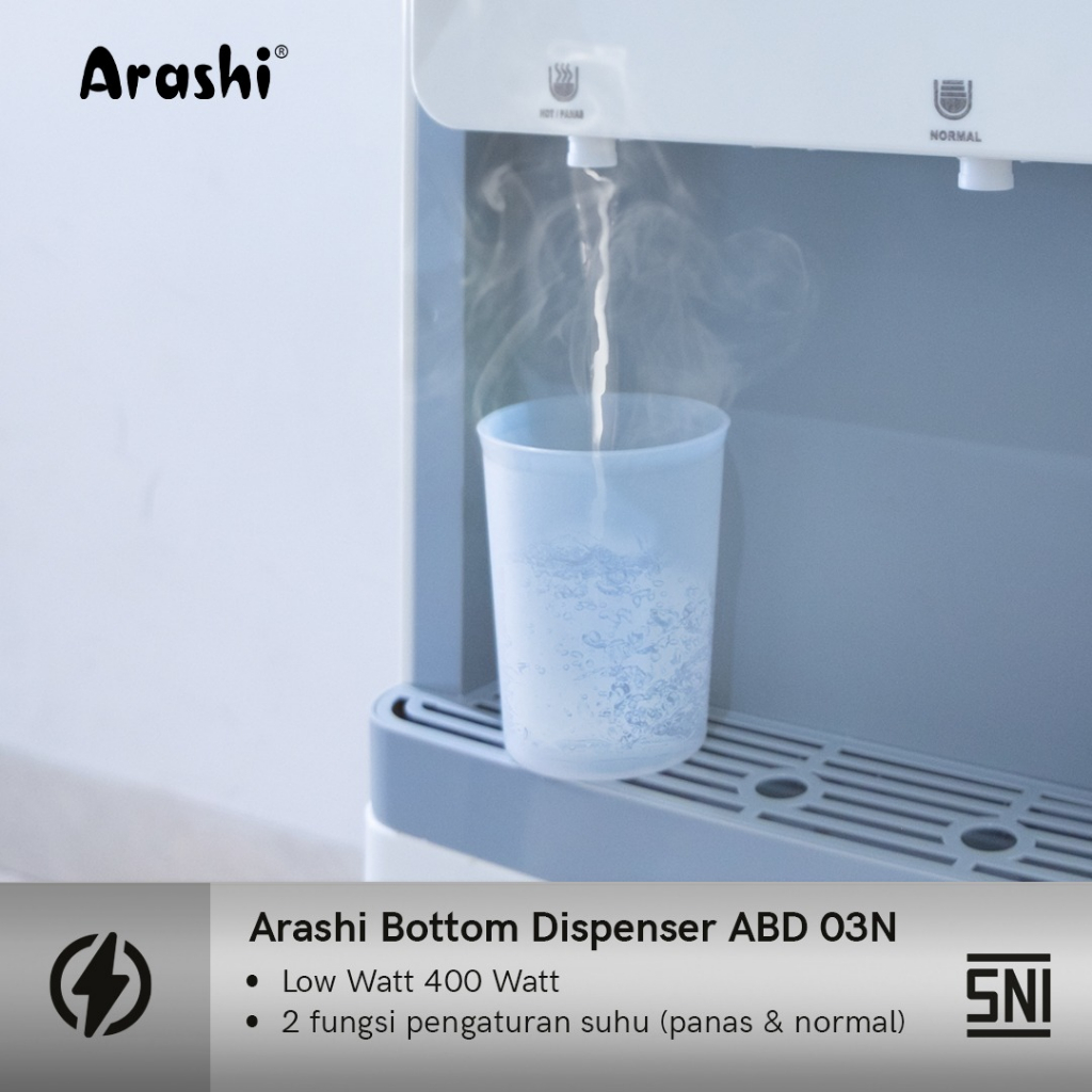 Dispenser Air Minum Galon Bawah Arashi ABD-03N Normal Dan Panas