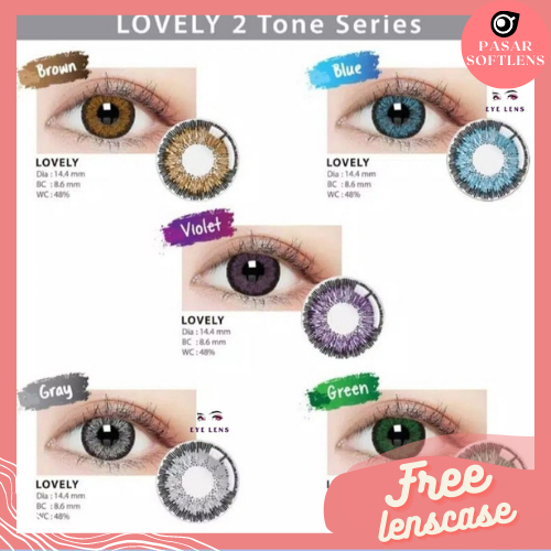 SOFTLENS LC LOVELY NORMAL &amp; MINUS  (-0.50 S/D -3.00) FREE LENSCASE DIA 14.4MM GREY BLACK BROWN BLUE GREEN / LIVING COLOR / Softlen Soflen Soflens