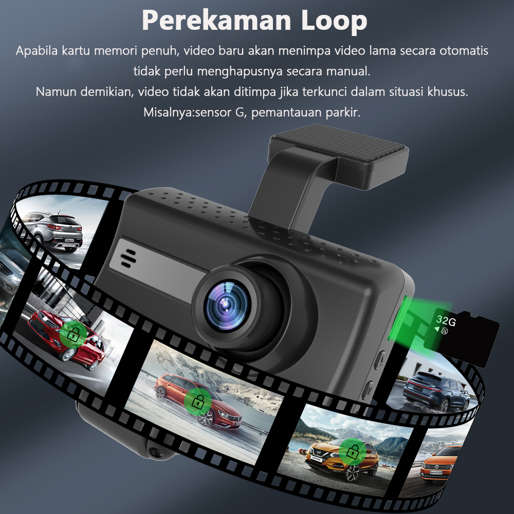 Acroder Dashcam Mobil 1440P Dual Lens 3 Inch IPS Screen 24-hour Parking Monitoring Loop Recording Image 6