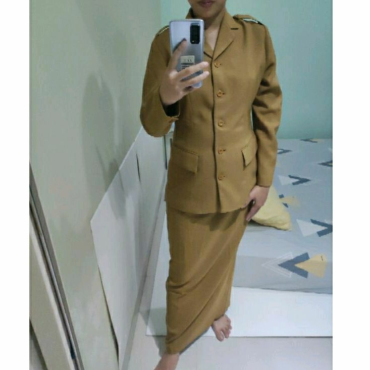 BAJU SETELAN SERAGAM ROK PNS PEMDA PDH KHAKI