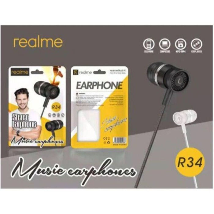 BEST ACC - HANDSFREE HEADSET HF EARPHONE REALME R34 R - 34 + MIC STEREO BASS