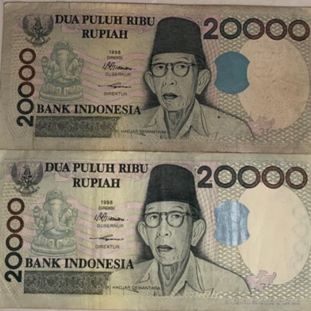 Uang kuno 20rb 20000 rupiah 20.000 rupiah ki hajar dewantara tahun 1998 uang kuno asli